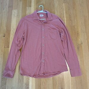 Faherty Men's M Medium Regular Fit Dusty Rose Knit Stretch Button Down Shirt